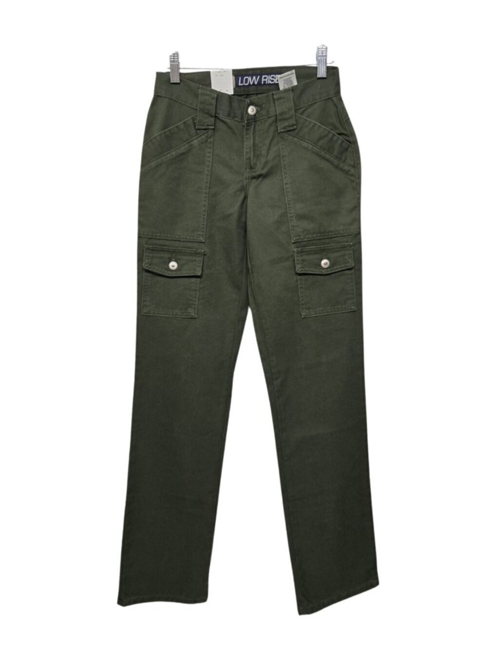 Cruel Girl Khaki Green Denim Cargo Pants Low Rise Size 0 Long Grunge Utility